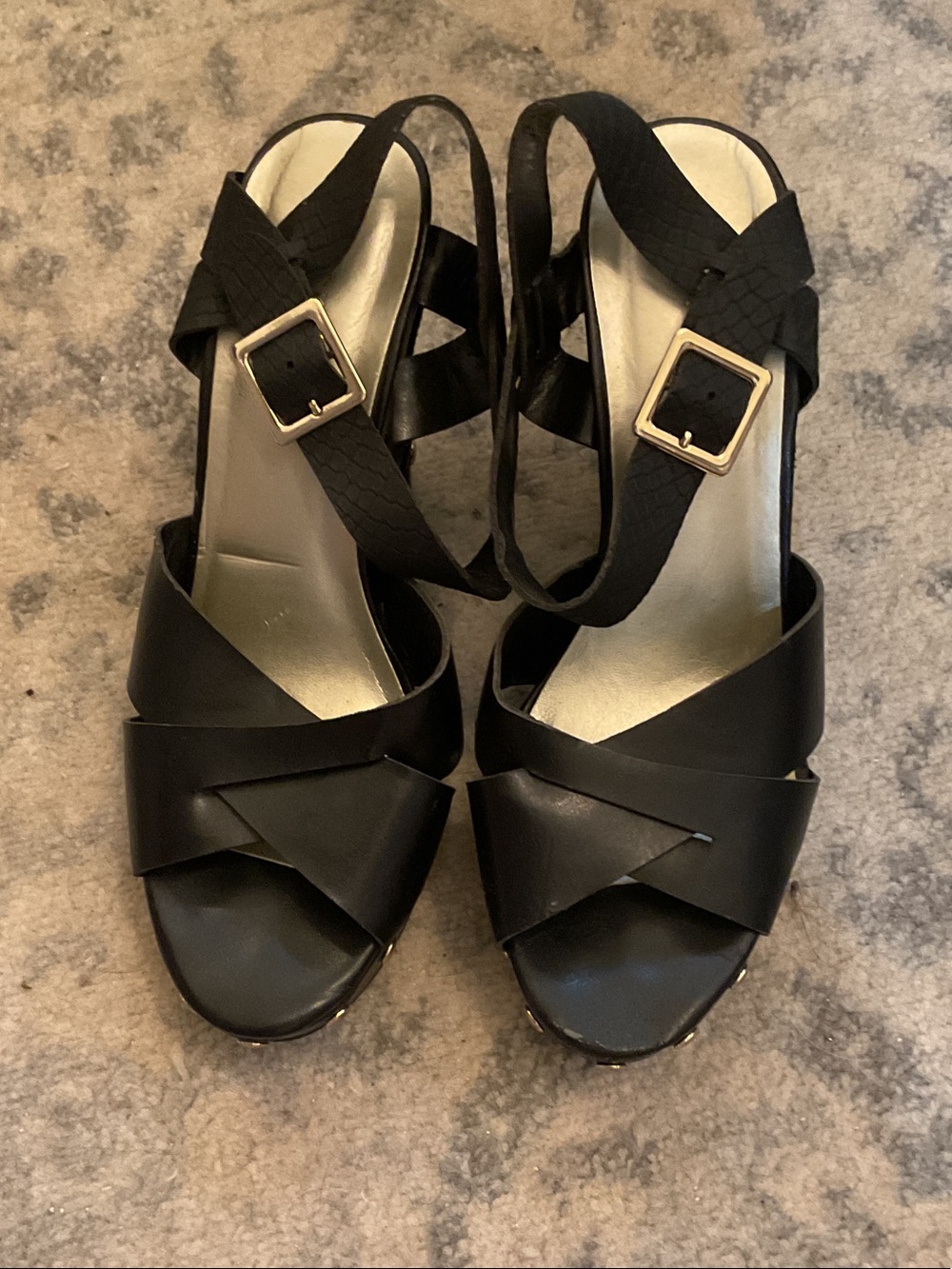 black Jasmine platform wedge sandals size 7